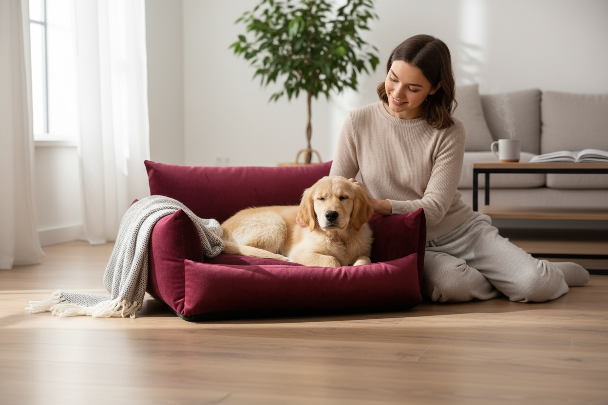 Divanetto sfoderabile |velluto bordeoux